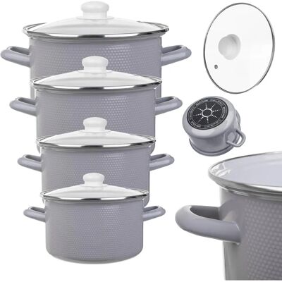 KADAX Enamel Cookware Set 8 pcs. Induction/Gas Steel+Lids - Cookware Set KADAX Enamel Cookware Set 8 pcs. Induction/Gas Steel+Lids - Cookware Set