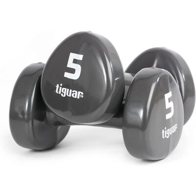 Haltères en vinyle Tiguar 5kg - Équipement de fitness - Publicité Haltères en vinyle Tiguar 5kg - Équipement de fitness - Publicité