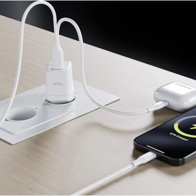 Chargeur compact 20W GaN Allity - USB-C & USB-A - Blanc - Publicité Chargeur compact 20W GaN Allity - USB-C & USB-A - Blanc - Publicité