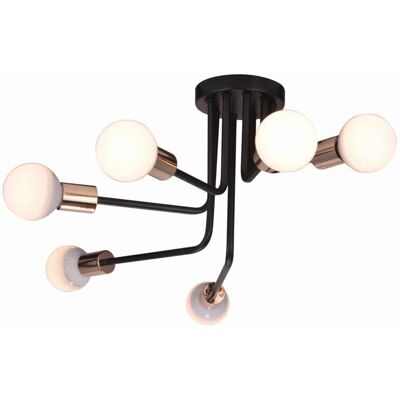 Lampada da Soffitto Candellux Spill - Metallo, 6x60W, Nero - Lampada da soffitto Lampada da Soffitto Candellux Spill - Metallo, 6x60W, Nero - Lampada da soffitto