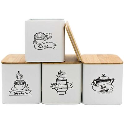 Generic - 4264 - Pokrywa bambusowa - Biały/jasne drewno - Storage Containers Generic - 4264 - Pokrywa bambusowa - Biały/jasne drewno - Storage Containers