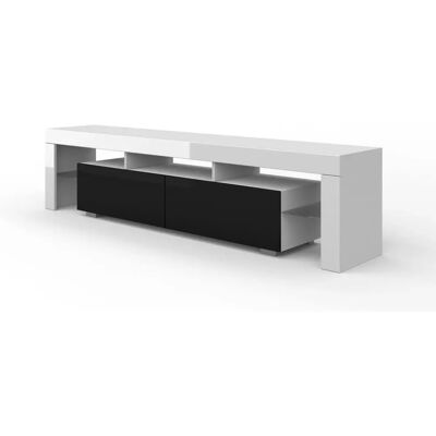 AKL FURNITURE PRIVATE Tv190Bc Led Weiß-Schwarz Hochglanz Holz TV-Ständer - TV Stand AKL FURNITURE PRIVATE Tv190Bc Led Weiß-Schwarz Hochglanz Holz TV-Ständer - TV Stand