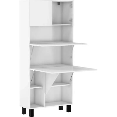 BIM FURNITURE - Klappbarer Regal-Schreibtisch platzsparend Weiß Matt - Möbel BIM FURNITURE - Klappbarer Regal-Schreibtisch platzsparend Weiß Matt - Möbel