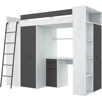 BIM FURNITURE Verana L Mezzanine avec Bureau et Placard - Publicité BIM FURNITURE Verana L Mezzanine avec Bureau et Placard - Publicité