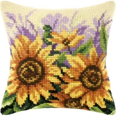 buttinette Housse de coussin broderie tournesols - 40x40cm buttinette Housse de coussin broderie tournesols - 40x40cm