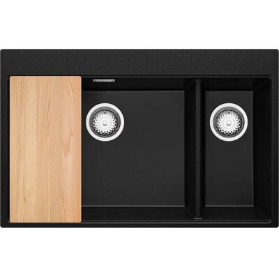 Évier de Cuisine Oslo 80 Twin - Design Moderne, Grandes Vasques, Convient pour Armoires de 80cm - Publicité Évier de Cuisine Oslo 80 Twin - Design Moderne, Grandes Vasques, Convient pour Armoires de 80cm - Publicité