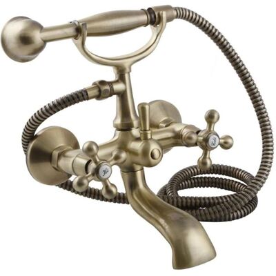 Kuchinox Elegant Antike Messing Badarmatur mit Retro-Köpfen + Duschgriff Kuchinox Elegant Antike Messing Badarmatur mit Retro-Köpfen + Duschgriff