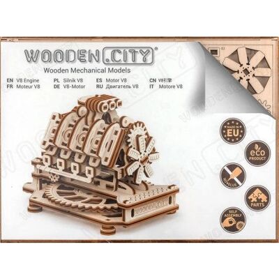 Wooden City V8 motor 3D puzzle - Model kit - 200 ks Wooden City V8 motor 3D puzzle - Model kit - 200 ks