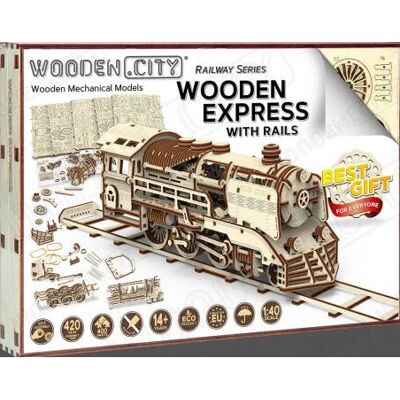 Wooden City Expresní Vlak 3D Puzzle - Mechanický Model Wooden City Expresní Vlak 3D Puzzle - Mechanický Model