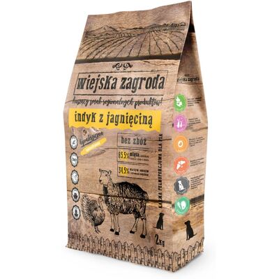Wiejska Zagroda Jagnięcina Indyk dla psa - sucha karma 2kg Wiejska Zagroda Jagnięcina Indyk dla psa - sucha karma 2kg
