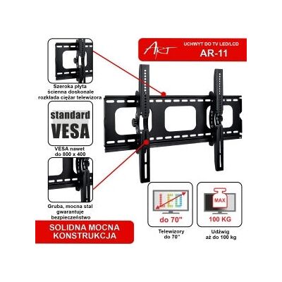 ART AR-11 TV-Halterung - 70" Schwarz - Wandmontage ART AR-11 TV-Halterung - 70" Schwarz - Wandmontage