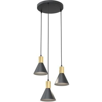 LichtED - ROSA 3-flammig - Nero - Anelli dorati - LED Pendant Light LichtED - ROSA 3-flammig - Nero - Anelli dorati - LED Pendant Light