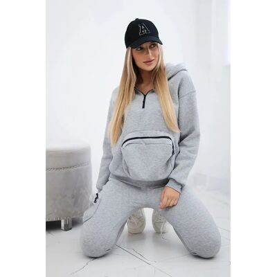 Kesi Šedý Izolační Set - Mikina s Kapucí a Kalhoty - Žena Kesi Šedý Izolační Set - Mikina s Kapucí a Kalhoty - Žena