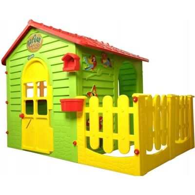 Mochtoys Grünes Gartenhaus mit Zaun - Kinderspielhaus Mochtoys Grünes Gartenhaus mit Zaun - Kinderspielhaus