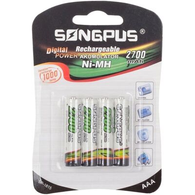 Lot de 4 piles rechargeables AAA - Batteries - Publicité Lot de 4 piles rechargeables AAA - Batteries - Publicité