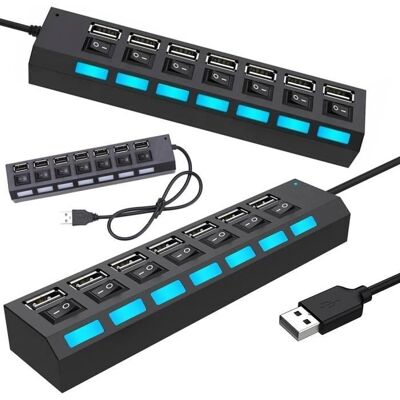 UNIVERCEL 7 Port USB 2.0 Hub Splitter - Virtalähdelista 41cm kaapelilla PC Laptop UNIVERCEL 7 Port USB 2.0 Hub Splitter - Virtalähdelista 41cm kaapelilla PC Laptop