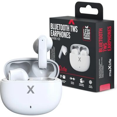 Maxlife MXBE-03 Kabellose In-Ear Kopfhörer - Weiß - Bluetooth 5.3 Maxlife MXBE-03 Kabellose In-Ear Kopfhörer - Weiß - Bluetooth 5.3