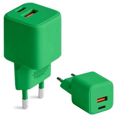 Chargeur USB Forever - Vert - 30W USB-A + USB-C PD - Publicité Chargeur USB Forever - Vert - 30W USB-A + USB-C PD - Publicité