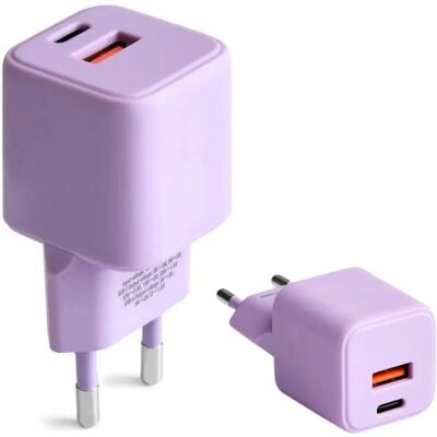 Forever COLORUM Lavendel USB Oplader - USB-A & USB-C PD 30W - Oplader Forever COLORUM Lavendel USB Oplader - USB-A & USB-C PD 30W - Oplader