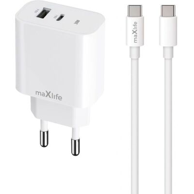 Chargeur USB Maxlife - Modèle MXTC-06 - Ports Doubles Power Delivery 3.0 - Charge Rapide Chargeur USB Maxlife - Modèle MXTC-06 - Ports Doubles Power Delivery 3.0 - Charge Rapide