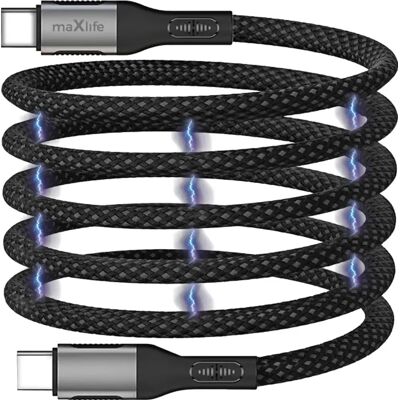 Cabo USB-C magnético Maxlife MXUC-11 - 100W 480Mbps - Preto - 1.0m Cabo USB-C magnético Maxlife MXUC-11 - 100W 480Mbps - Preto - 1.0m