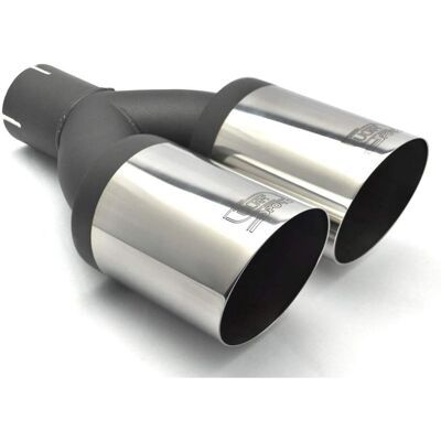 Ulter Sport Exhaust Tip Double Round 90mm Curved - 290mm Length - Mount 50mm - Stainless Steel - Exhaust Type Ulter Sport Exhaust Tip Double Round 90mm Curved - 290mm Length - Mount 50mm - Stainless Steel - Exhaust Type