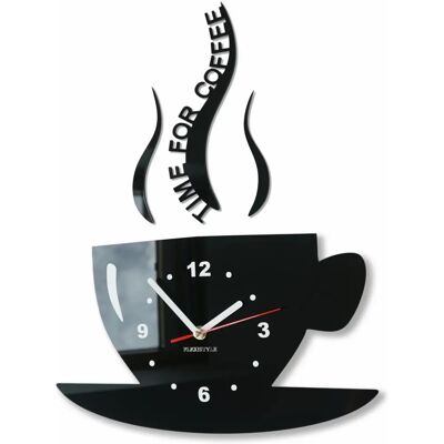 FLEXISTYLE Horloge Murale Moderne Cuisine Tasse Noire FLEXISTYLE Horloge Murale Moderne Cuisine Tasse Noire