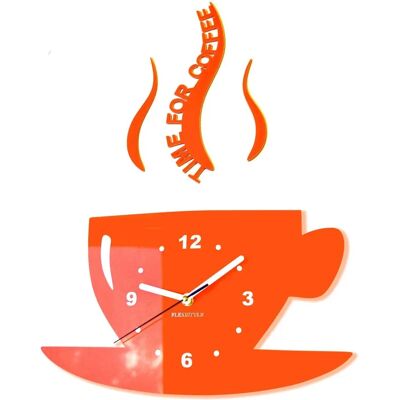 FLEXISTYLE Orologio da Parete 3D Arancione - Tempo per Caffè FLEXISTYLE Orologio da Parete 3D Arancione - Tempo per Caffè
