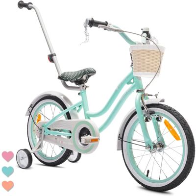 Sun Baby Rower Dziecięcy 16 cali - Miętowy, Regulowany, Treningowe kółka Sun Baby Rower Dziecięcy 16 cali - Miętowy, Regulowany, Treningowe kółka