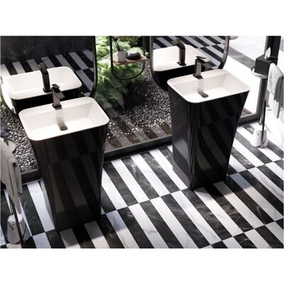 Umywalka wolnostojąca Assos S-Line czarno-biała - 40x50x85cm Umywalka wolnostojąca Assos S-Line czarno-biała - 40x50x85cm