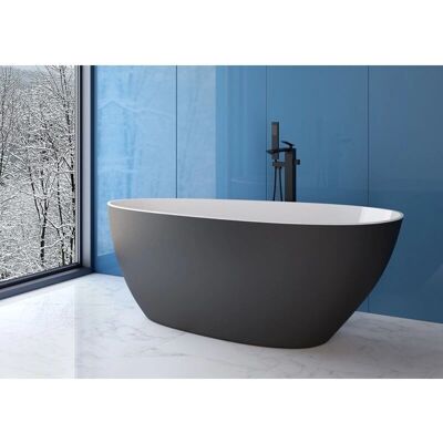 Besco Goya Baignoire Autoportante Blanc-Noir - Mineral DuraBe - 160x70 - Publicité Besco Goya Baignoire Autoportante Blanc-Noir - Mineral DuraBe - 160x70 - Publicité