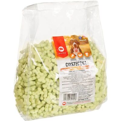 Maced Kiskutya Mentás Csont Keksz - Kutya Snack - 1 kg Maced Kiskutya Mentás Csont Keksz - Kutya Snack - 1 kg