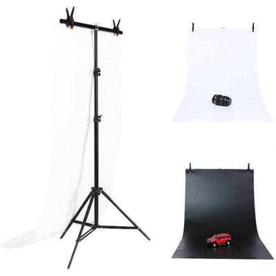 Puluz Stativ mit Hintergründen - Verstellbar 70-200cm - Weiß & Schwarz Puluz Stativ mit Hintergründen - Verstellbar 70-200cm - Weiß & Schwarz