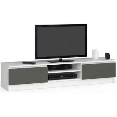 AKORD Weiß/Grafit TV-Schrank - Für kleine Räume, 2 Regale, Modern AKORD Weiß/Grafit TV-Schrank - Für kleine Räume, 2 Regale, Modern