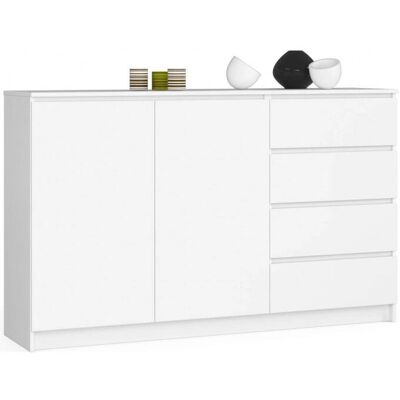 AKORD K013 Blanco 160cm Cómoda con 4 Cajones AKORD K013 Blanco 160cm Cómoda con 4 Cajones