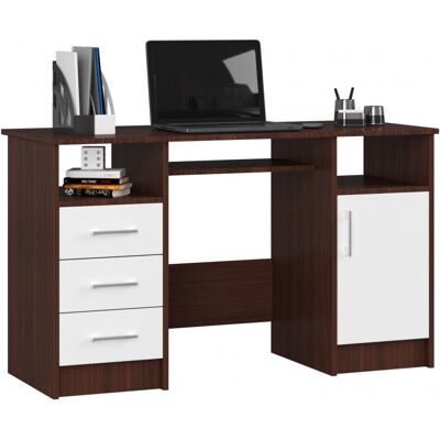 AKORD Weißer Computertisch - Wenge/Weiß - 124x52x74cm AKORD Weißer Computertisch - Wenge/Weiß - 124x52x74cm