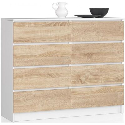 AKORD Blanco Roble Sonoma 8 Cajones - Mueble para Dormitorio AKORD Blanco Roble Sonoma 8 Cajones - Mueble para Dormitorio