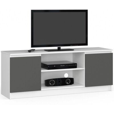 AKORD TV Schrank - 2 Regale - Weiß/Graphit AKORD TV Schrank - 2 Regale - Weiß/Graphit