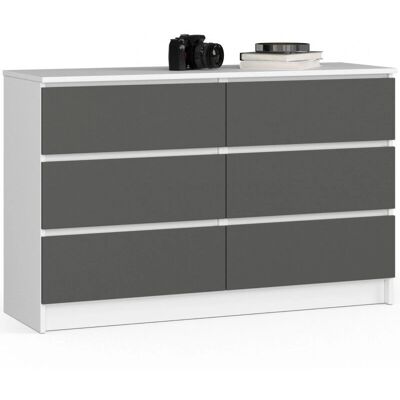 AKORD Weiß 120cm 6-Drawers Platzsparender Schrank - Kommode AKORD Weiß 120cm 6-Drawers Platzsparender Schrank - Kommode