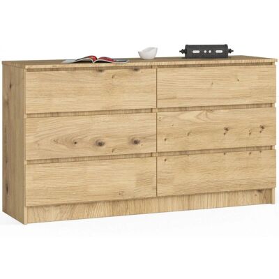 Cómoda Akord K140 Roble Artisan 6 Cajones Mueble Moderno - Muebles Cómoda Akord K140 Roble Artisan 6 Cajones Mueble Moderno - Muebles