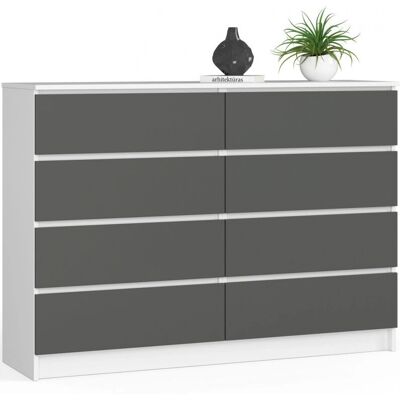 Akord K140 Weiße & Graphit 8-Schubladenschrank - Möbel Akord K140 Weiße & Graphit 8-Schubladenschrank - Möbel