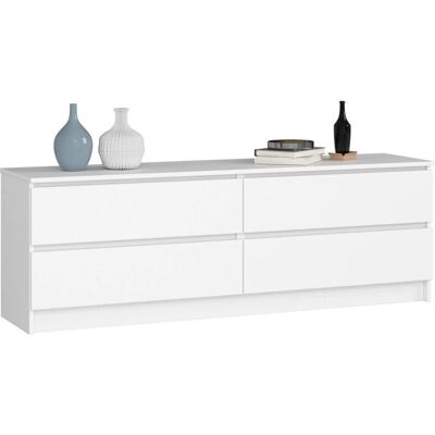 AKORD Weiße K160 Kommode - 4 Schubladen, 160x55x40 cm - Möbel AKORD Weiße K160 Kommode - 4 Schubladen, 160x55x40 cm - Möbel