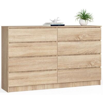 AKORD - 160cm Quercia Sonoma 8-Schubladen Kommode - Möbel AKORD - 160cm Quercia Sonoma 8-Schubladen Kommode - Möbel