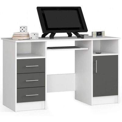 Escritorio de Computadora Blanco AKORD ANA - Ergonómico, 3 Cajones, 5 Estantes Escritorio de Computadora Blanco AKORD ANA - Ergonómico, 3 Cajones, 5 Estantes