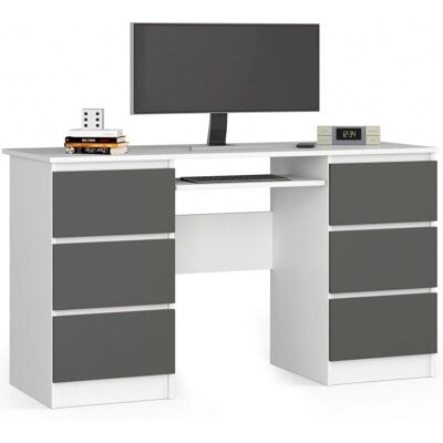 Escritorio de ordenador AKORD A11 Blanco - 6 Cajones - 135x77x50 cm Escritorio de ordenador AKORD A11 Blanco - 6 Cajones - 135x77x50 cm