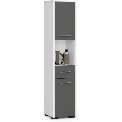 Gabinete de almacenamiento de baño blanco AKORD - Mueble alto compacto Gabinete de almacenamiento de baño blanco AKORD - Mueble alto compacto