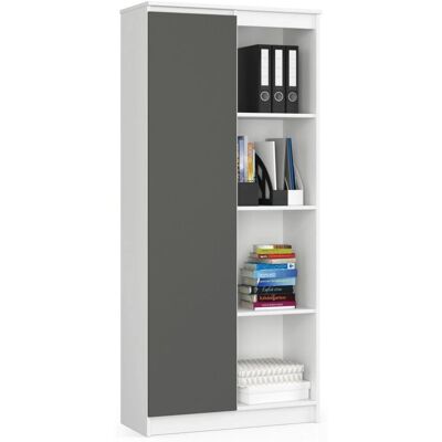 Estantería de oficina AKORD - 80cm 4 estantes Blanco y Gris Estantería de oficina AKORD - 80cm 4 estantes Blanco y Gris