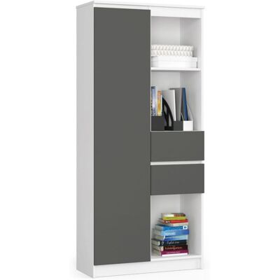 Estantería de Oficina Akord R15 - 7 estantes, 2 cajones, Blanco y Gris Estantería de Oficina Akord R15 - 7 estantes, 2 cajones, Blanco y Gris