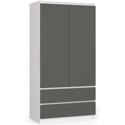 AKORD S90 Weiß Kleiderschrank - 2 Türen, 2 Schubladen - Schlafzimmer AKORD S90 Weiß Kleiderschrank - 2 Türen, 2 Schubladen - Schlafzimmer