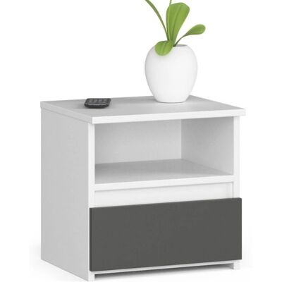 Mesita de noche Akord - Mesita moderna con cajón y estante Mesita de noche Akord - Mesita moderna con cajón y estante